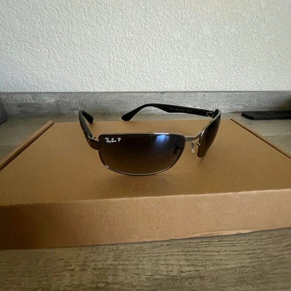 RAY BAN RB3478 004/78 60-17 130 GUNMETAL/BLK BLEND POLARIZED WRAP SUNGLASSES - Picture 6 of 10